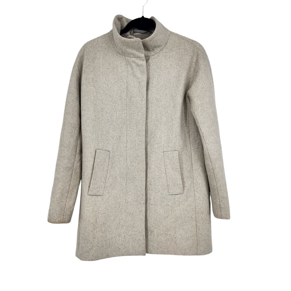 J. Crew Wool Blend Button Neck City Coat Full Zip High Neck Heather Dusk Size 4